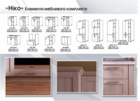 Каталог модулей, цветов корпуса и столешниц кухни Нико