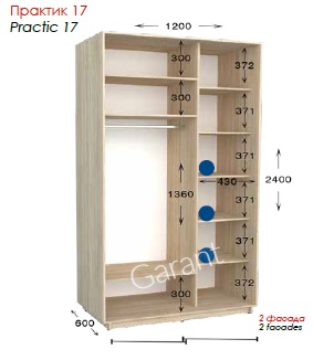 Шкаф-купе Практик 17 2Д 1,2м practic17